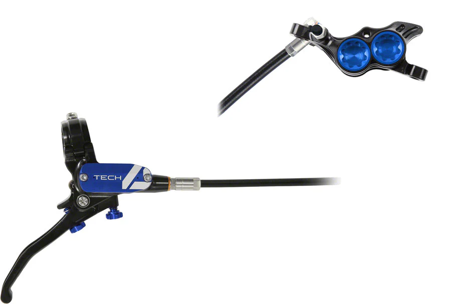 Hope Tech 4 E4 Disc Brake and Lever Set - Rear, Hydraulic, Post Mount, Blue - Image 3