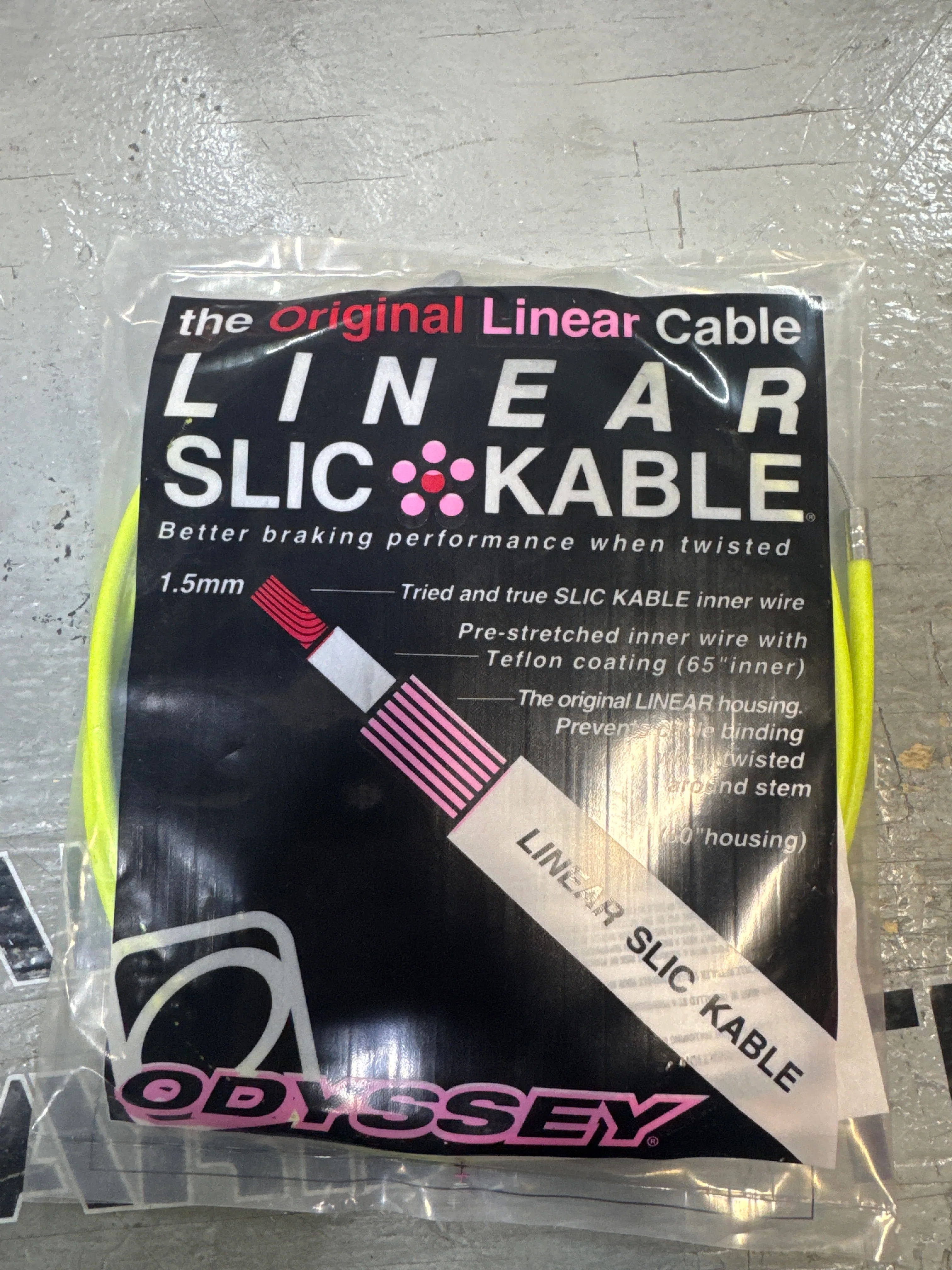 odyssey neon yellow linear brake cable NOS