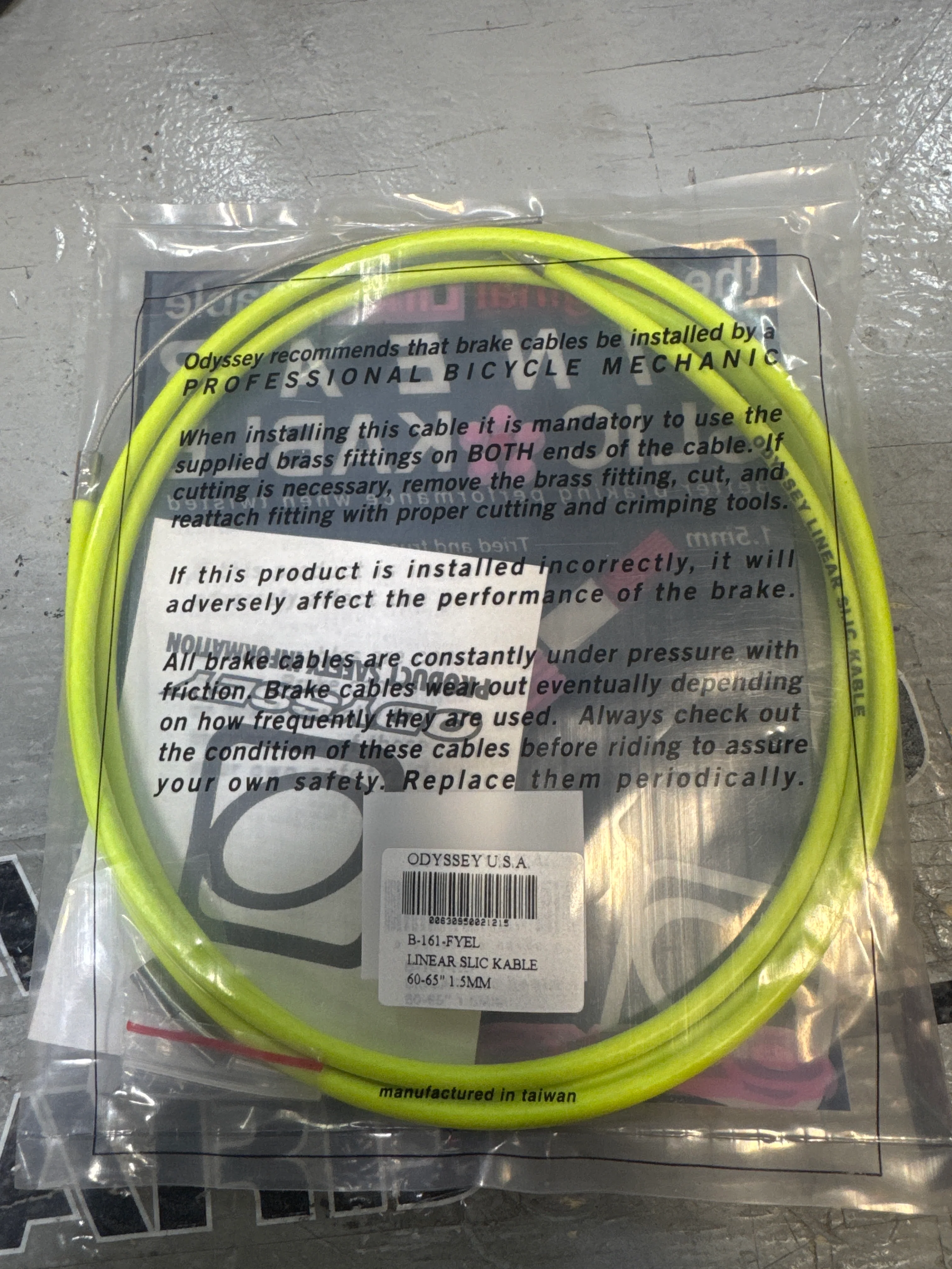 odyssey neon yellow linear brake cable NOS - Image 2