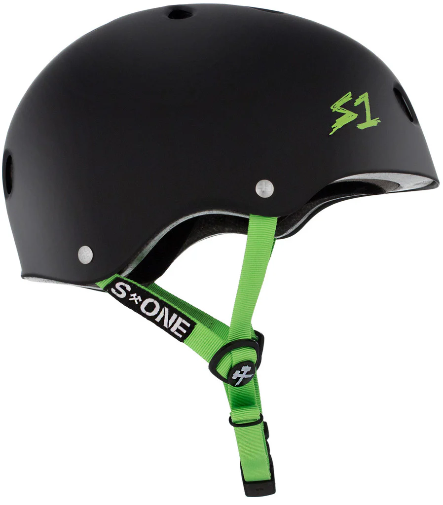 S-One S1 Lifer Helmet Matte Black w/ green strap