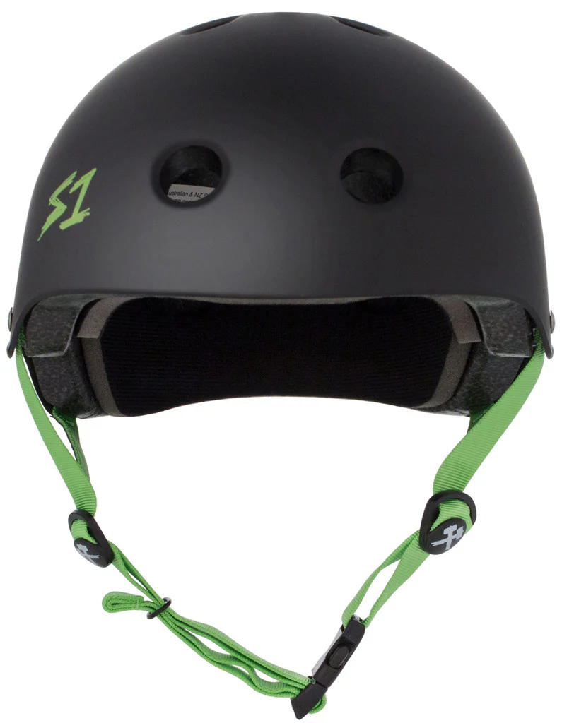 S-One S1 Lifer Helmet Matte Black w/ green strap - Image 2