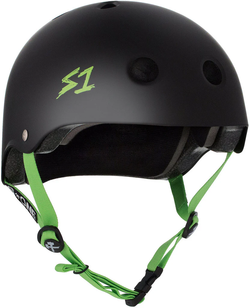 S-One S1 Lifer Helmet Matte Black w/ green strap - Image 3