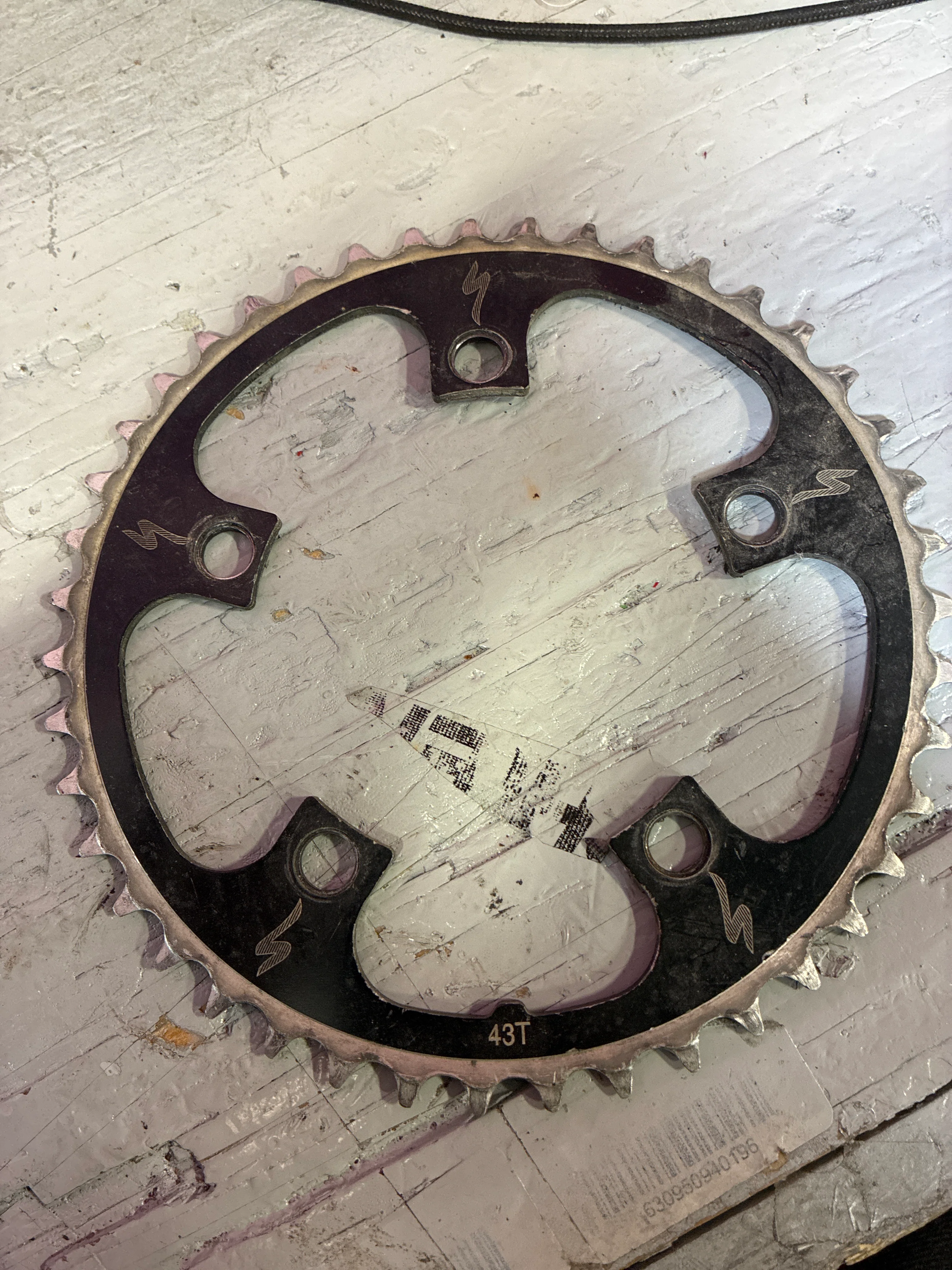 specialized 43t 5bolt black chainring